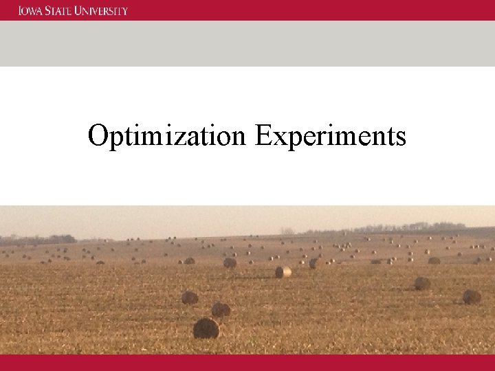 Optimization Experiments 6 