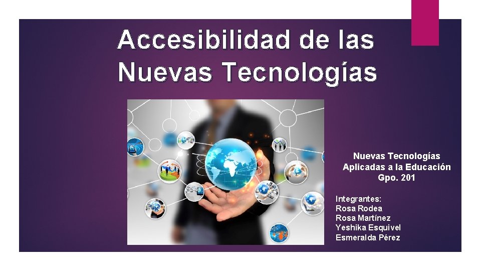 Accesibilidad de las Nuevas Tecnologías Aplicadas a la Educación Gpo. 201 Integrantes: Rosa Rodea