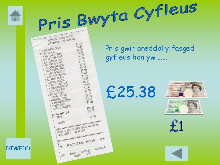 Pris gwirioneddol y fasged gyfleus hon yw …… £ 25. 38 1 DIWEDD 