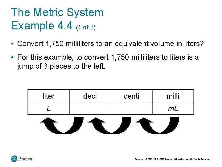 The Metric System Example 4. 4 (1 of 2) • Convert 1, 750 milliliters The Metric System Example 4. 4 (1 of 2) • Convert 1, 750 milliliters