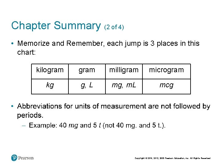Chapter Summary (2 of 4) • Memorize and Remember, each jump is 3 places Chapter Summary (2 of 4) • Memorize and Remember, each jump is 3 places