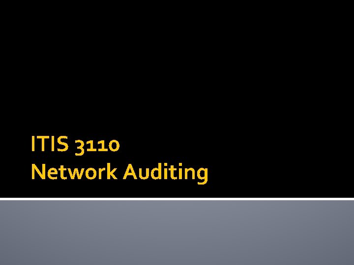 ITIS 3110 Network Auditing 