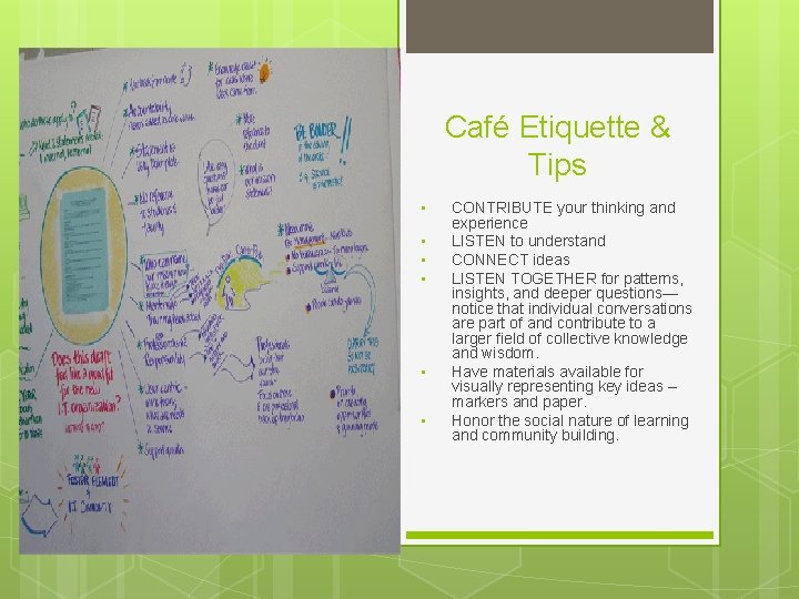 Café Etiquette & Tips • • • CONTRIBUTE your thinking and experience LISTEN to
