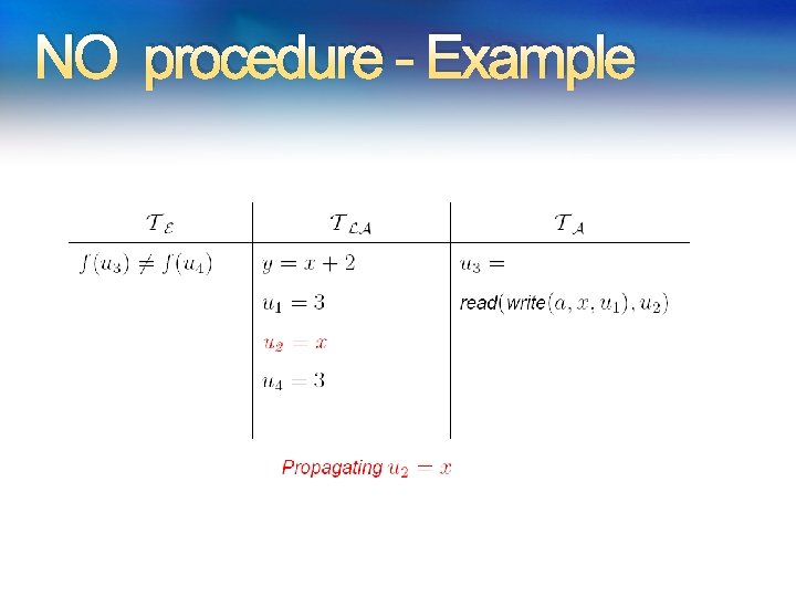 NO procedure - Example NO procedure - Example