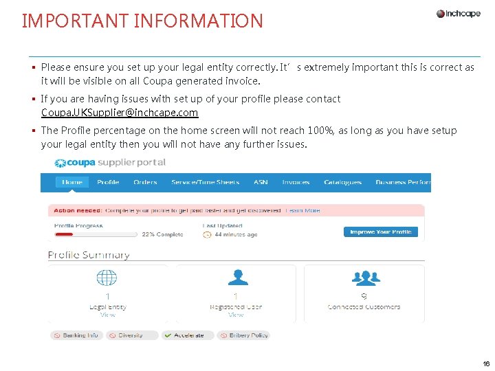 IMPORTANT INFORMATION § Please ensure you set up your legal entity correctly. It’s extremely