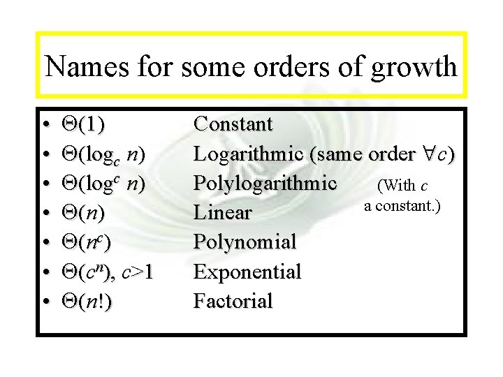 Module #7 - Complexity Names for some orders of growth • • 2021/6/17 (1)