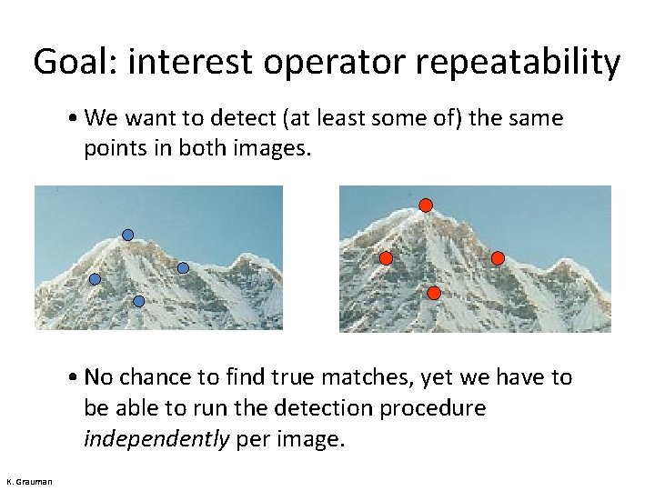 Goal: interest operator repeatability • We want to detect (at least some of) the