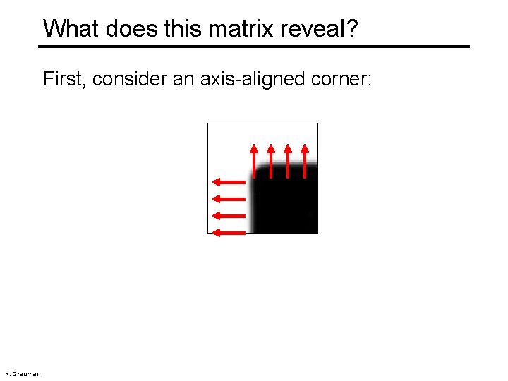 What does this matrix reveal? First, consider an axis-aligned corner: K. Grauman 