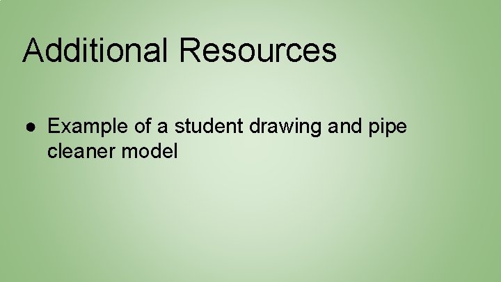 Additional Resources ● Example of a student drawing and pipe cleaner model 