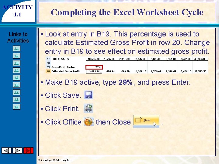 ACTIVITY 1. 1 Links to Activities 1. 1 1. 2 Completing the Excel Worksheet