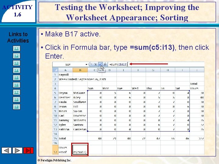 ACTIVITY 1. 6 Links to Activities 1. 1 1. 2 Testing the Worksheet; Improving