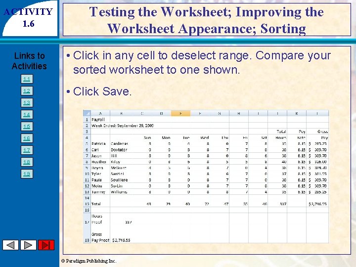 ACTIVITY 1. 6 Links to Activities 1. 1 1. 2 Testing the Worksheet; Improving