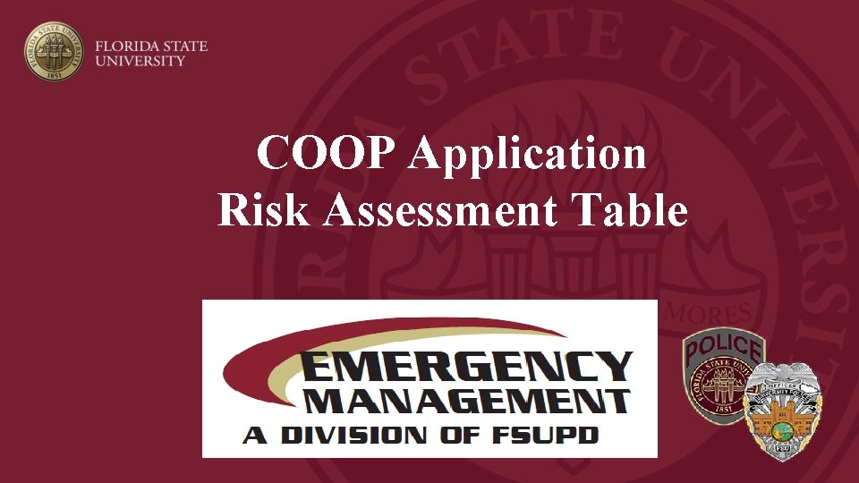 COOP Application Risk Assessment Table 