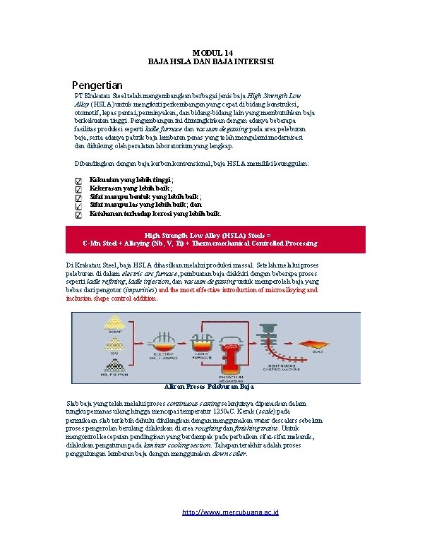 MODUL 14 BAJA HSLA DAN BAJA INTERSISI Pengertian PT Krakatau Steel telah mengembangkan berbagai
