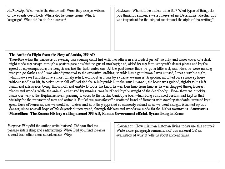 Authorship: Who wrote the document? Were they an eye-witness of the events described? Where