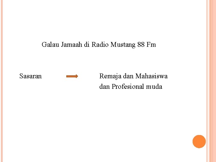 Galau Jamaah di Radio Mustang 88 Fm Sasaran Remaja dan Mahasiswa dan Profesional muda