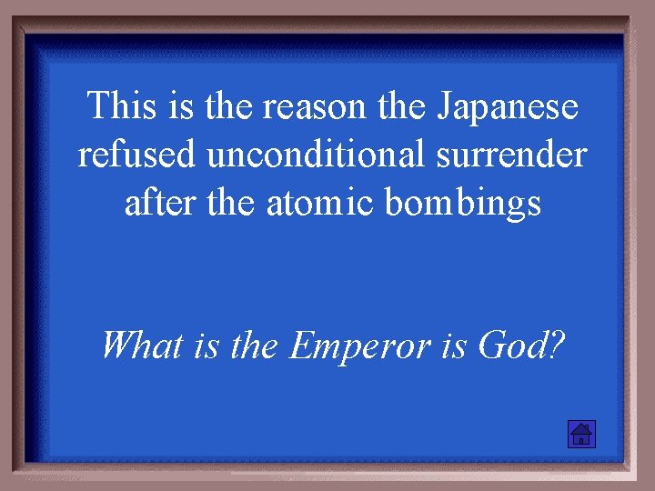 This is the reason the Japanese refused unconditional surrender after the atomic bombings What