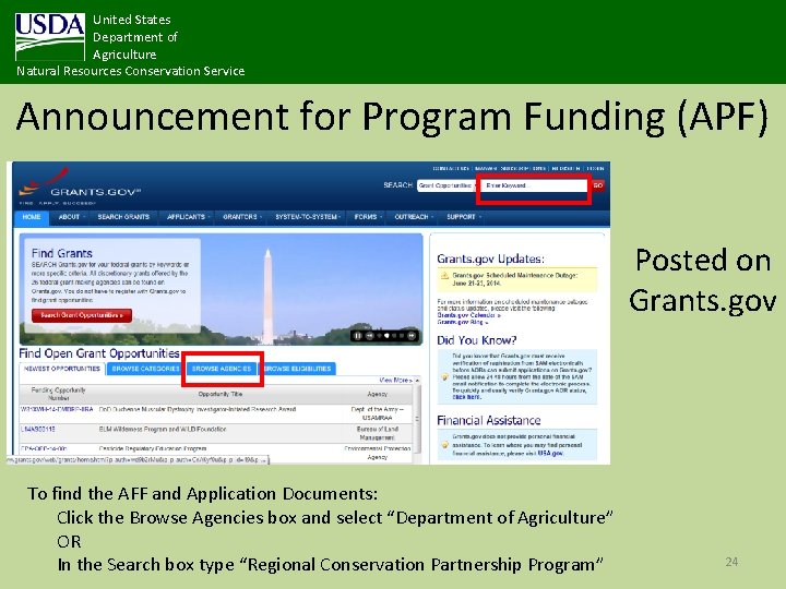 United States Department of Agriculture Natural Resources Conservation Service Announcement for Program Funding (APF)
