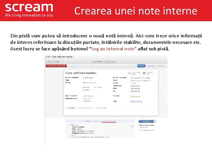 Crearea unei note interne Din pistă vom putea să introducem o nouă notă internă.