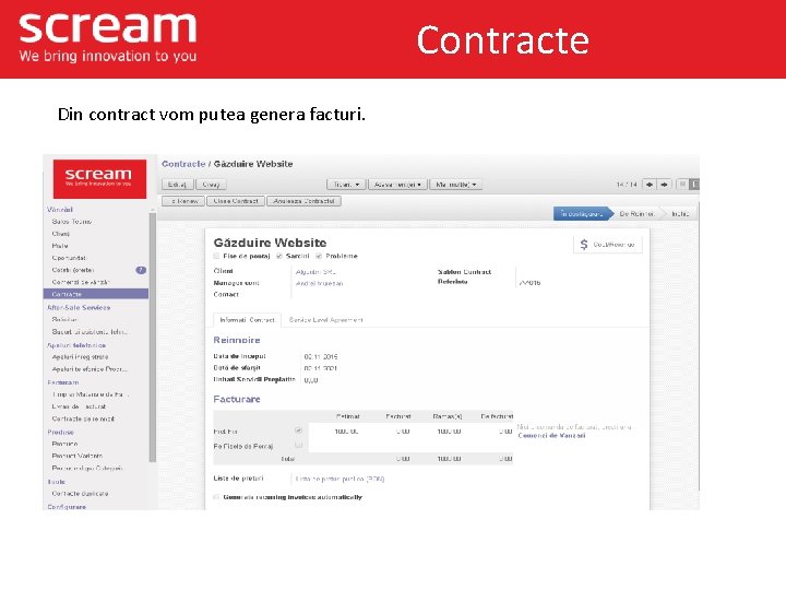 Contracte Din contract vom putea genera facturi. 