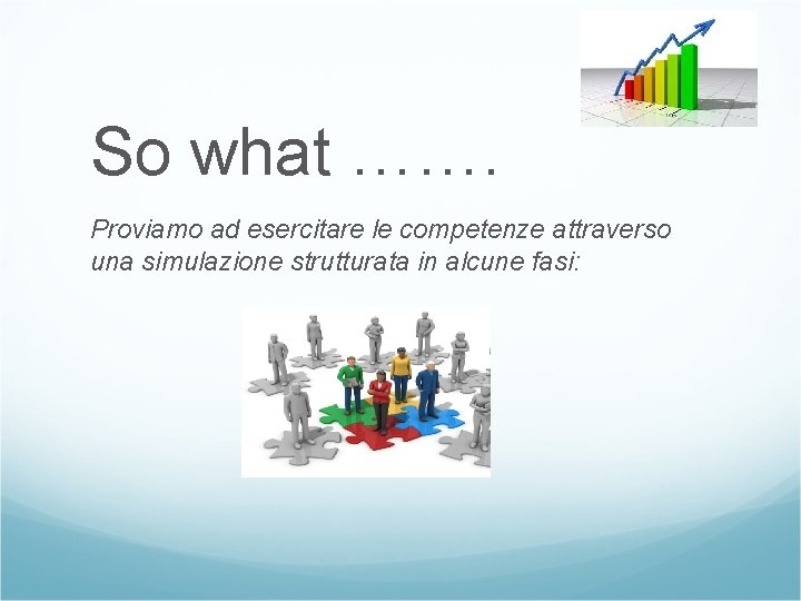 So what ……. Proviamo ad esercitare le competenze attraverso una simulazione strutturata in alcune