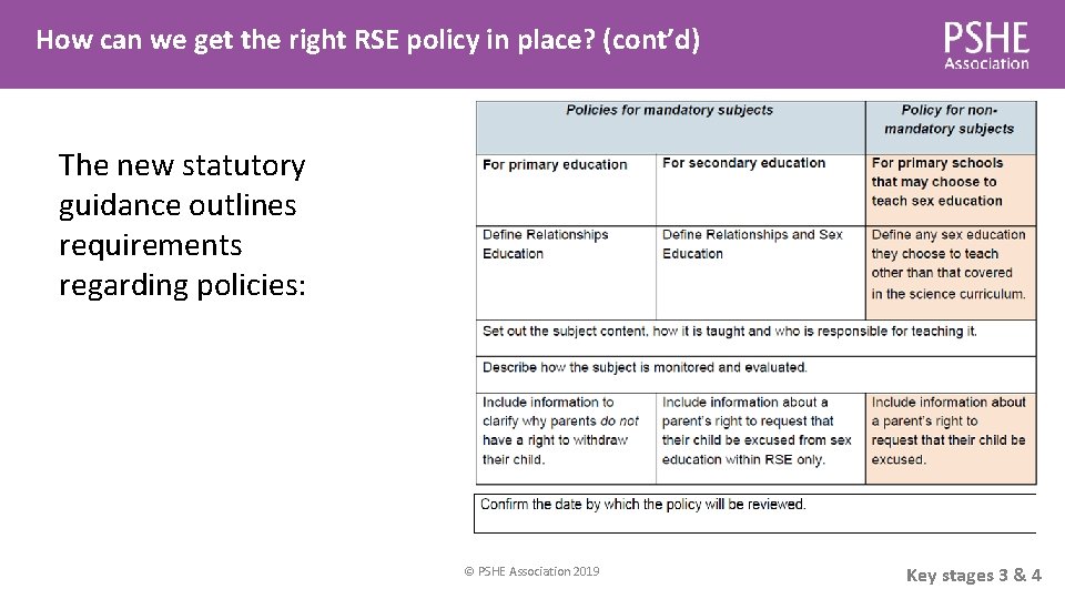 How can we get the right RSE policy in place? (cont’d) The new statutory