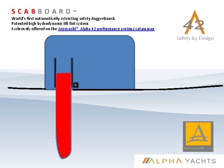 SCABBOARD ™ World’s first automatically retracting safety daggerboard. Patented high hydrodynamic lift foil system