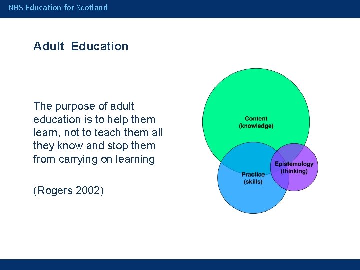 NHS Education for Scotland Adult Education The purpose of adult education is to help