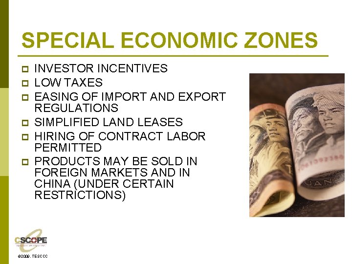 SPECIAL ECONOMIC ZONES p p p INVESTOR INCENTIVES LOW TAXES EASING OF IMPORT AND