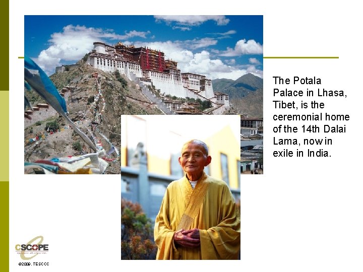 The Potala Palace in Lhasa, Tibet, is the ceremonial home of the 14 th