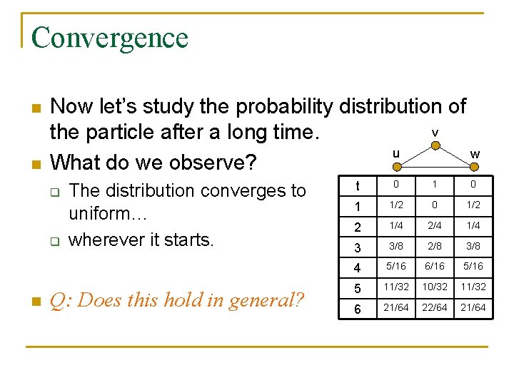 Convergence n n Now let’s study the probability distribution of v the particle after