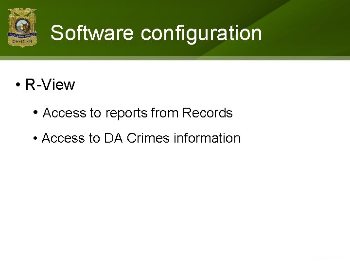 Software configuration • R-View • Access to reports from Records • Access to DA