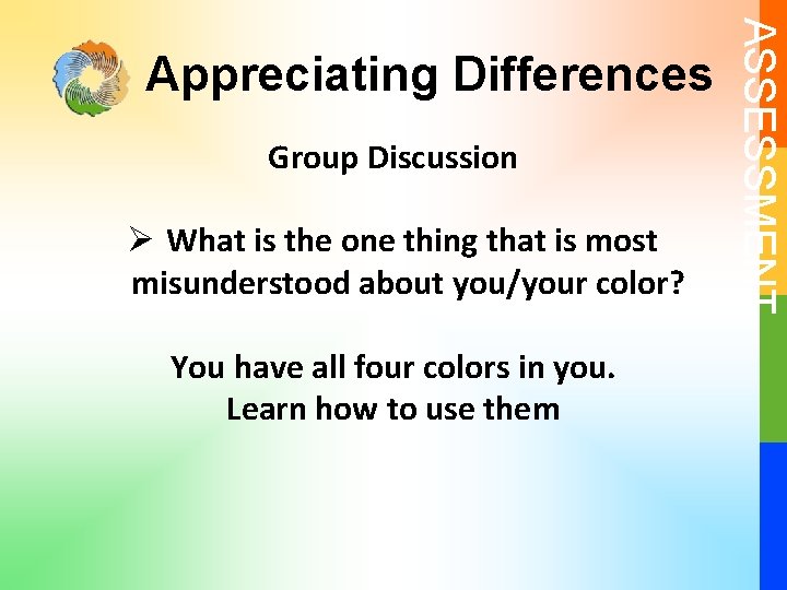 Group Discussion Ø What is the one thing that is most misunderstood about you/your