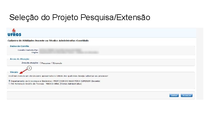 Seleção do Projeto Pesquisa/Extensão 