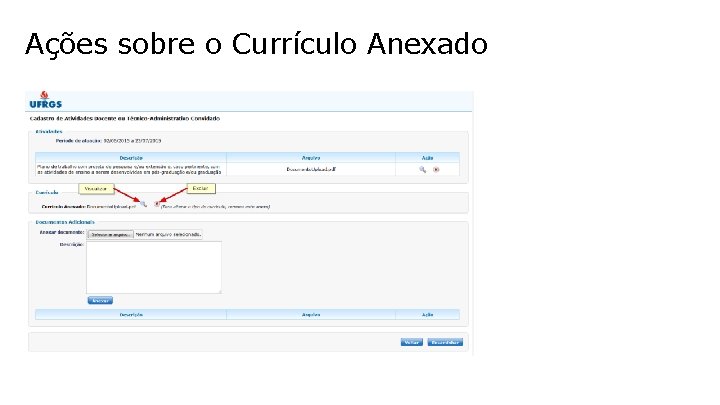 Ações sobre o Currículo Anexado 