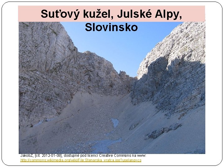 Suťový kužel, Julské Alpy, Slovinsko Jakob. Z, [cit. 2012 -01 -08], dostupné pod licencí