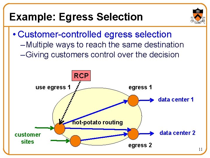 Example: Egress Selection • Customer-controlled egress selection – Multiple ways to reach the same