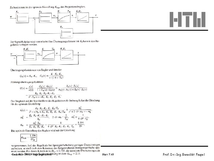 Lösung Dezember 2002 / Regelungstechnik Blatt 7. 40 Prof. Dr. -Ing. Benedikt Faupel 