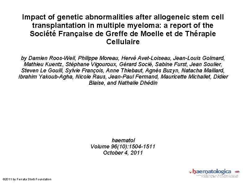 Impact of genetic abnormalities after allogeneic stem cell