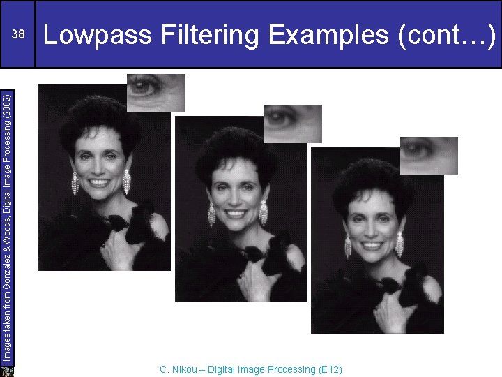 Lowpass Filtering Examples (cont…) Images taken from Gonzalez & Woods, Digital Image Processing (2002)