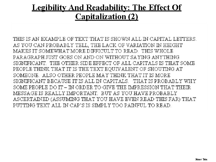 Legibility And Readability: The Effect Of Capitalization (2) James Tam 