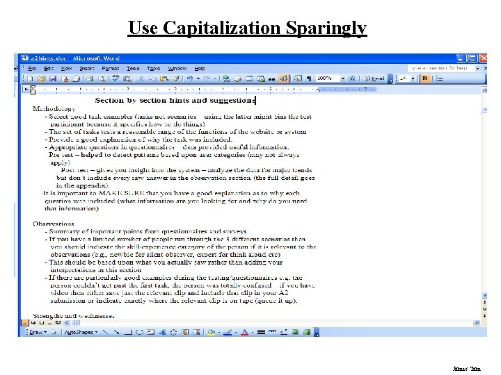 Use Capitalization Sparingly James Tam 
