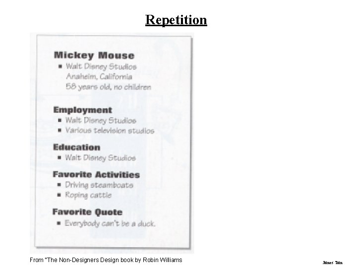 Repetition From “The Non-Designers Design book by Robin Williams James Tam 