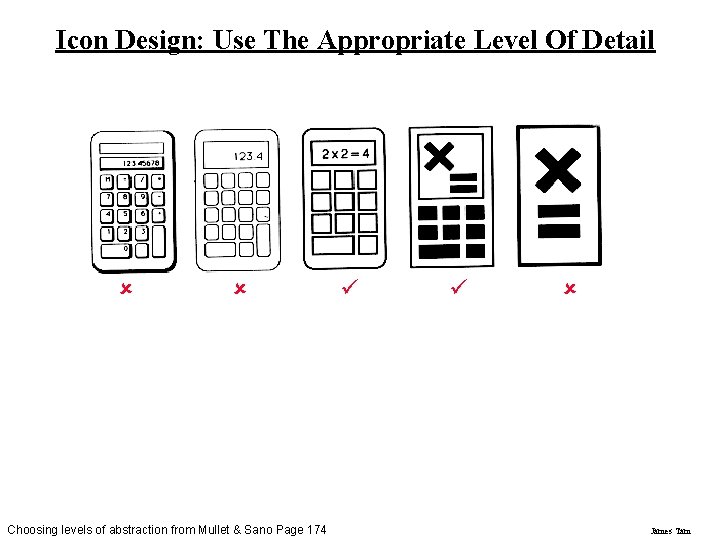 Icon Design: Use The Appropriate Level Of Detail û û Choosing levels of abstraction