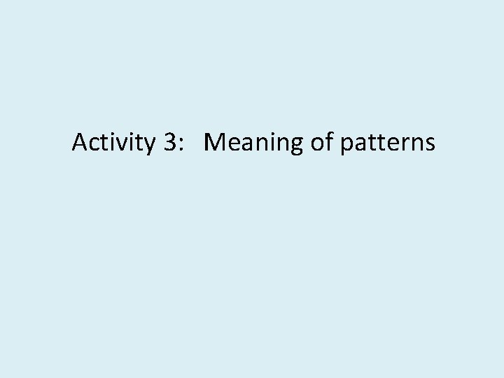 Activity 3: Meaning of patterns 