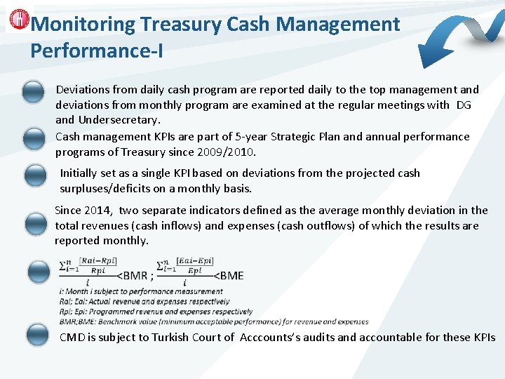 Monitoring Treasury Cash Management Performance-I Deviations from daily cash program are reported daily to