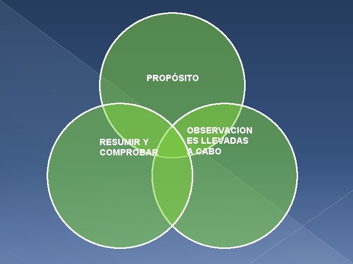 PROPÓSITO RESUMIR Y COMPROBAR OBSERVACION ES LLEVADAS A CABO 