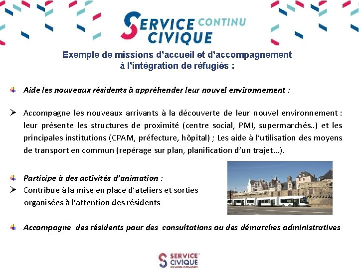 Exemple de missions d’accueil et d’accompagnement à l’intégration de réfugiés : Aide les nouveaux