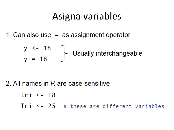 Asigna variables 