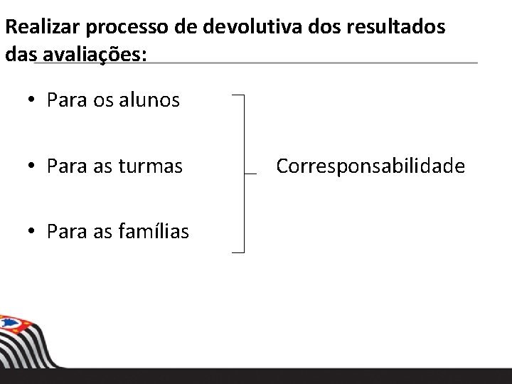 Realizar processo. DE de. EDUCAÇÃO devolutiva COM dos resultados NOVO MODELO INOVAÇÕES EM das